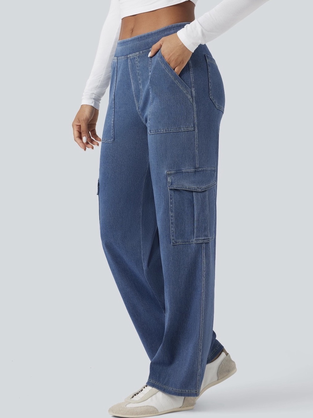 Halara Flex™ Mid Rise Straight Leg Cargo Jeans – Petite L 💙